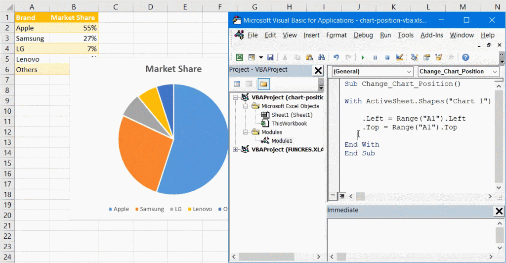 How to Change the Position and Size of Excel Charts in VBA