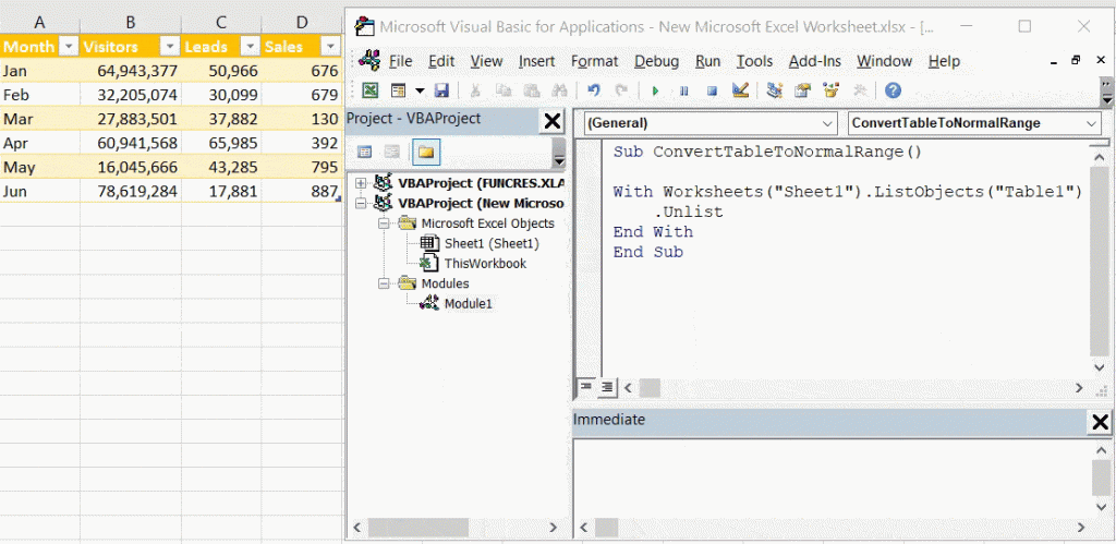 Convert a table to range in VBA