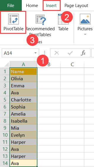 Create a pivot table