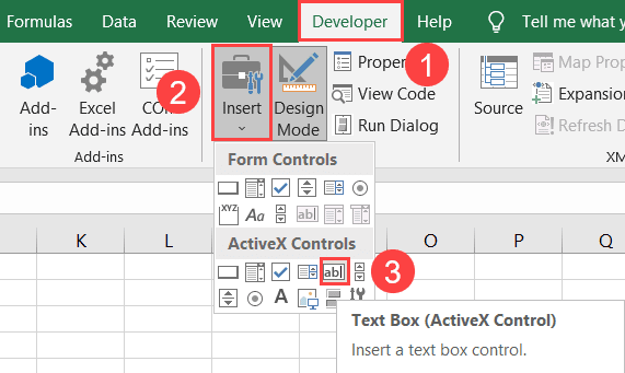Create a text box using ActiveX control