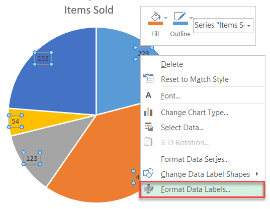 Format pie chart data labels