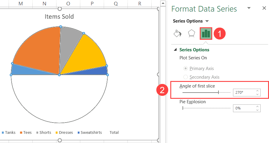 Rotate the half pie chart