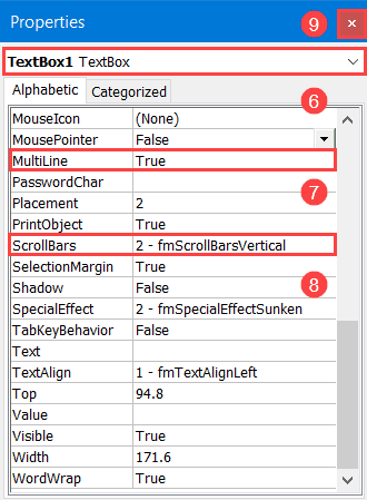 Set up a scrollbar