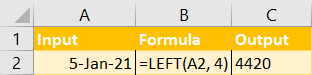 The LEFT function with dates