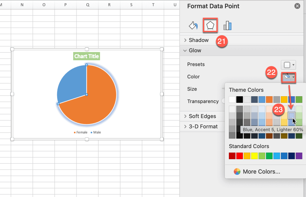 Add glow to the pie chart