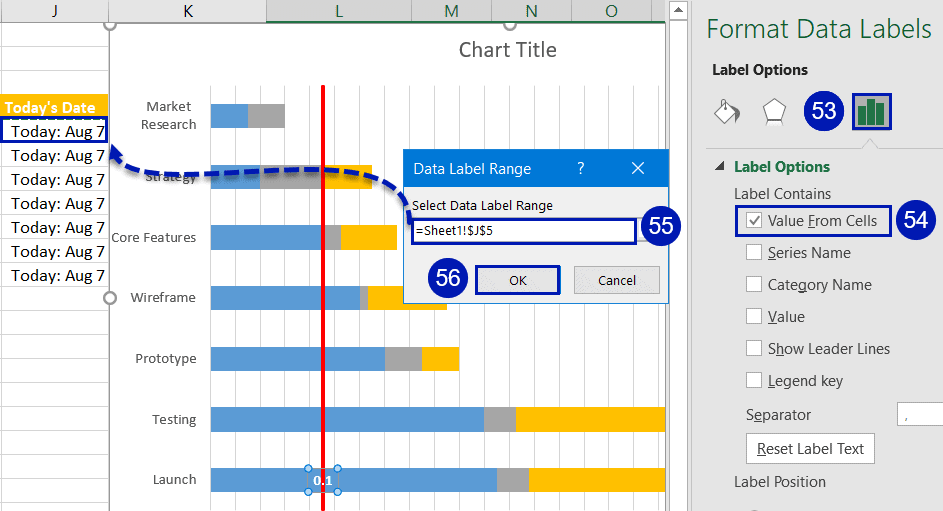 Add the today's date label