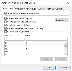 AutoCorrect in Excel