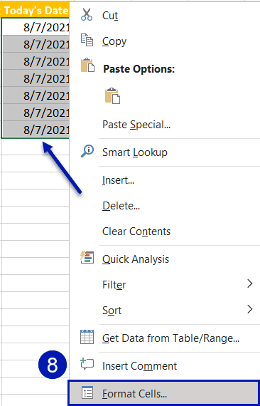 Choose Format Cells