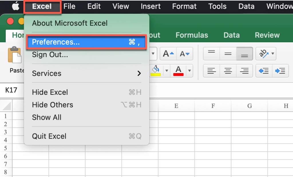 Choose "Preferences" on Mac