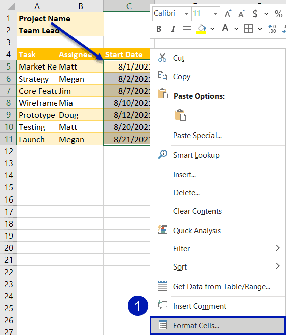 Click Format Cells