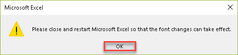Click "OK" and restart Excel