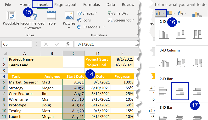 Create a stacked bar chart