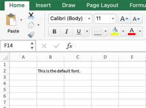 Default font in Excel (Calibri)