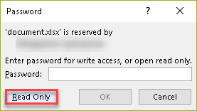 Enter password for write access, or open read only