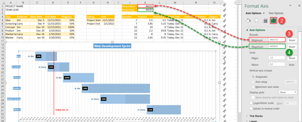 How to set up a Gantt chart step 3