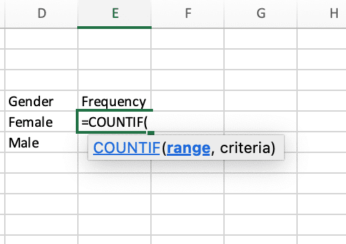 Use COUNTIF formula female