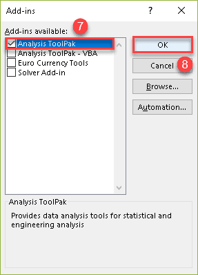 Activate Analysis ToolPak