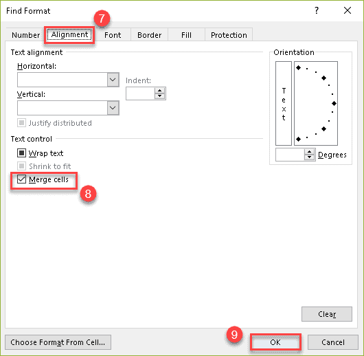 Check the merge cells box