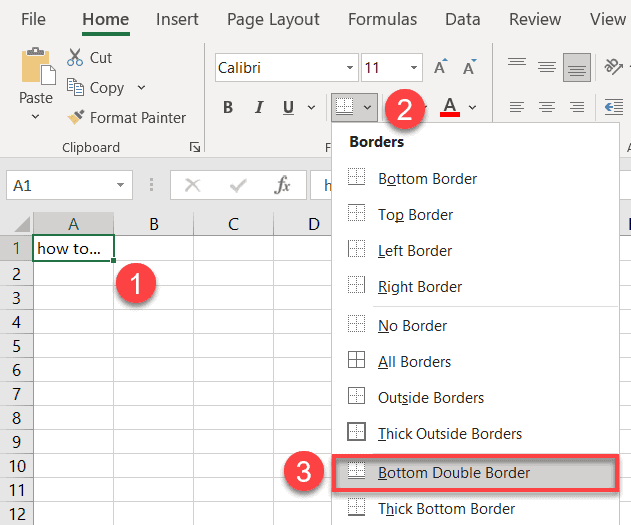 How to double underline a cell