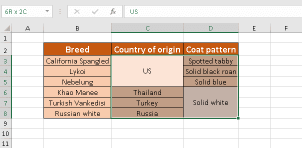 Select a cell range