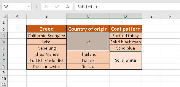 Select non-adjacent cells