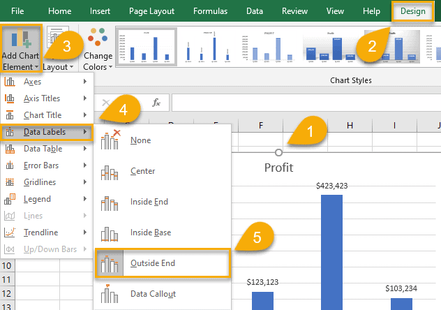 How to Add Data Labels to Column Chart in Excel