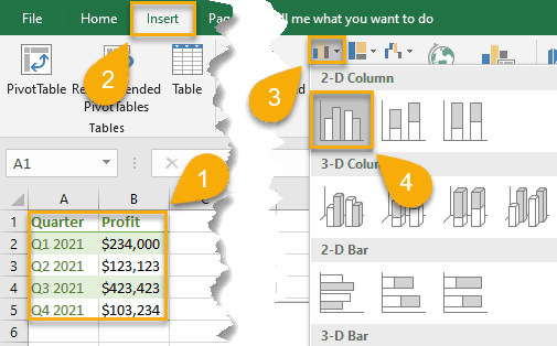 How to Create a Column Chart in Excel