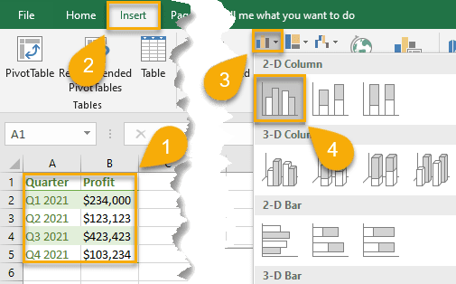 How to Create a Column Chart in Excel
