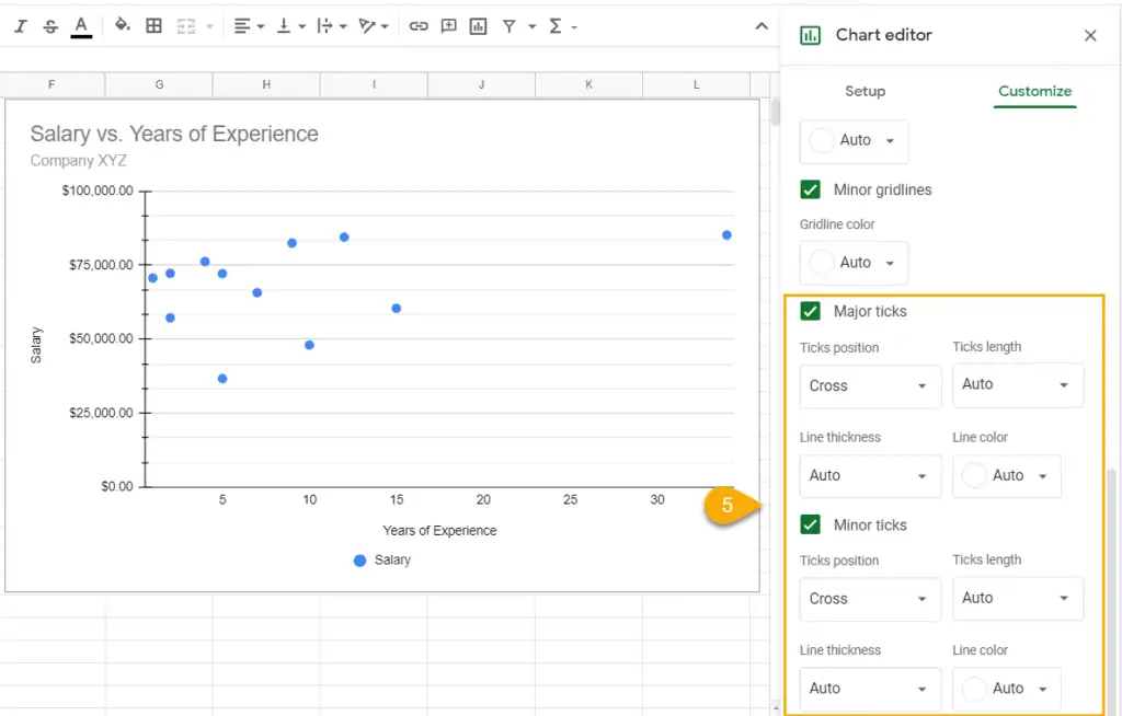 How to add or remove tick marks to your scatter plot