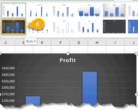 The example of chart style in Excel