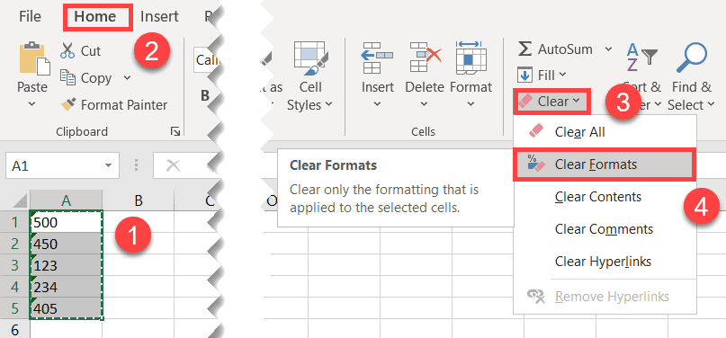 clear formats