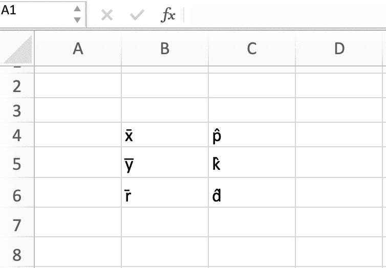 How to write P hat in Excel 