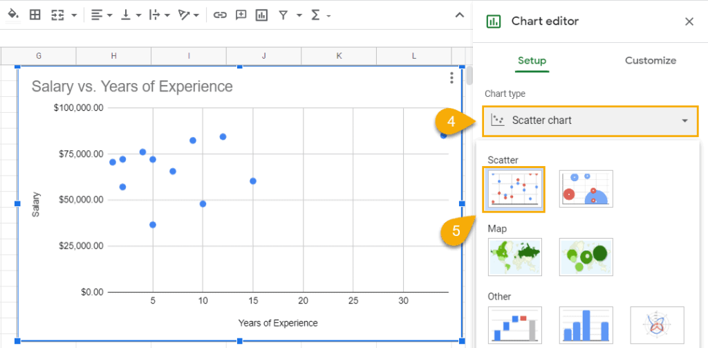 insert a scatter plot