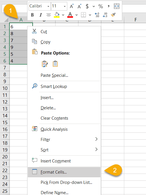select format cells