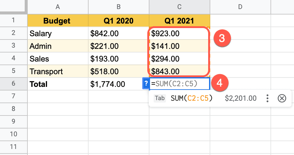 sum up values