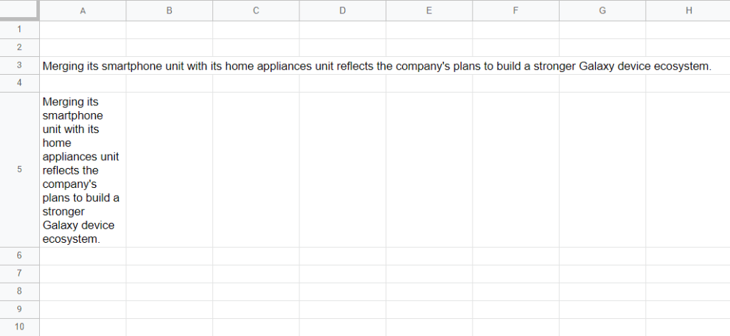 Wrapping text sample data