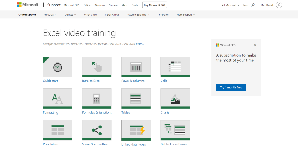 microsoft excel video training