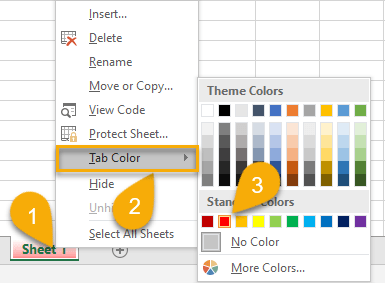 How to change the Tab Color of an Excel sheet