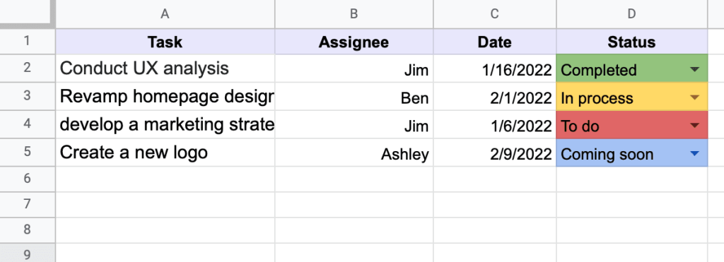 status column