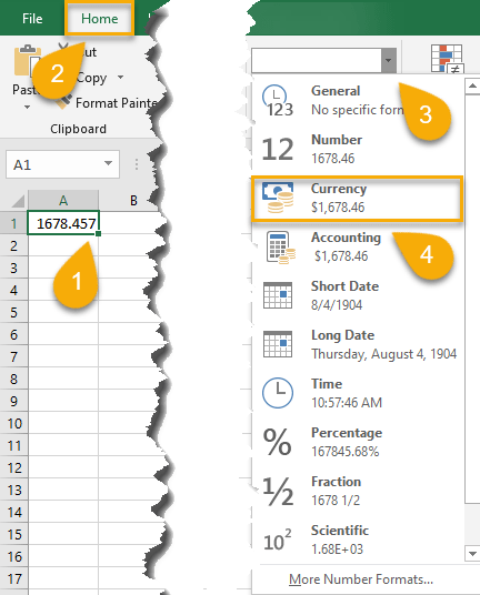 “Currency” format in Excel