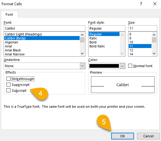 The removing of the Subscript and Superscript