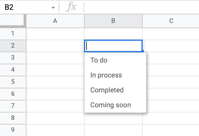 a drop down list