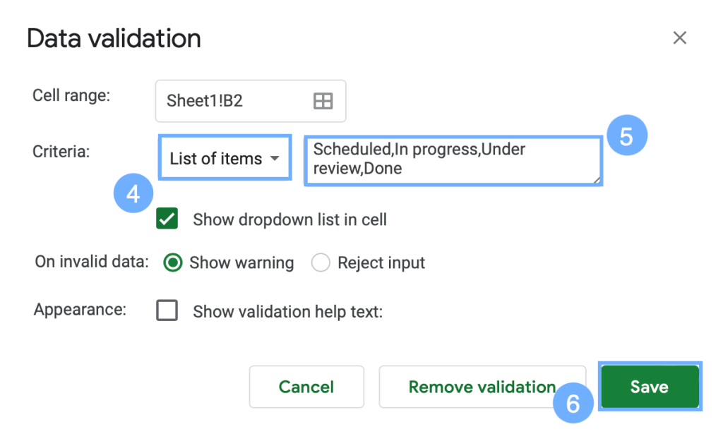 data validation window