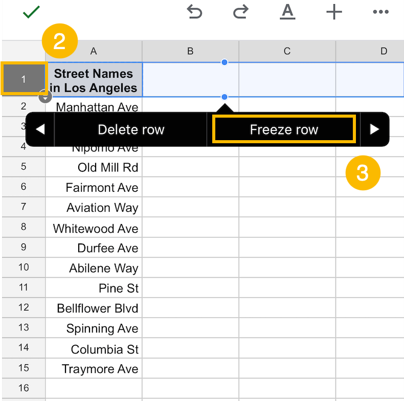 how to freeze row