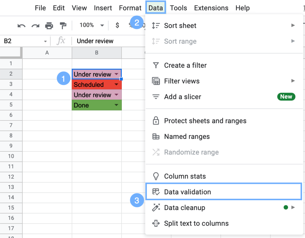 select the data validation window