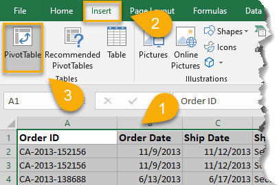 Pivot Table option