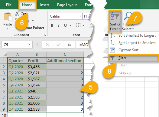 Sort & Filter option