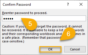 The password confirmation