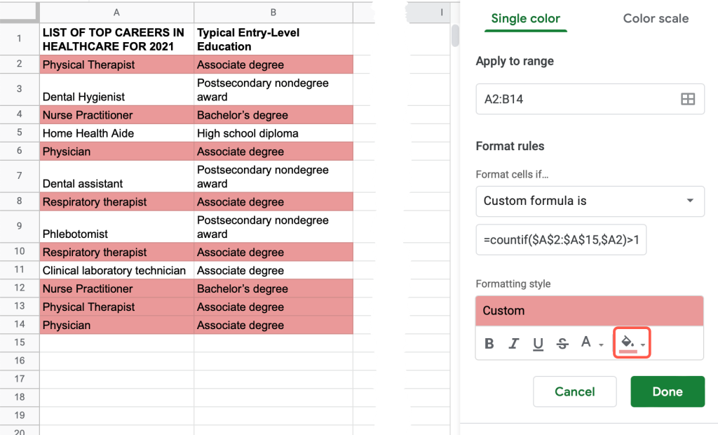 change color of highlights