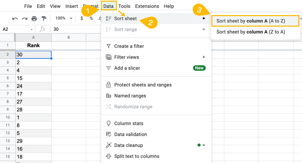 how to sort in numerical order